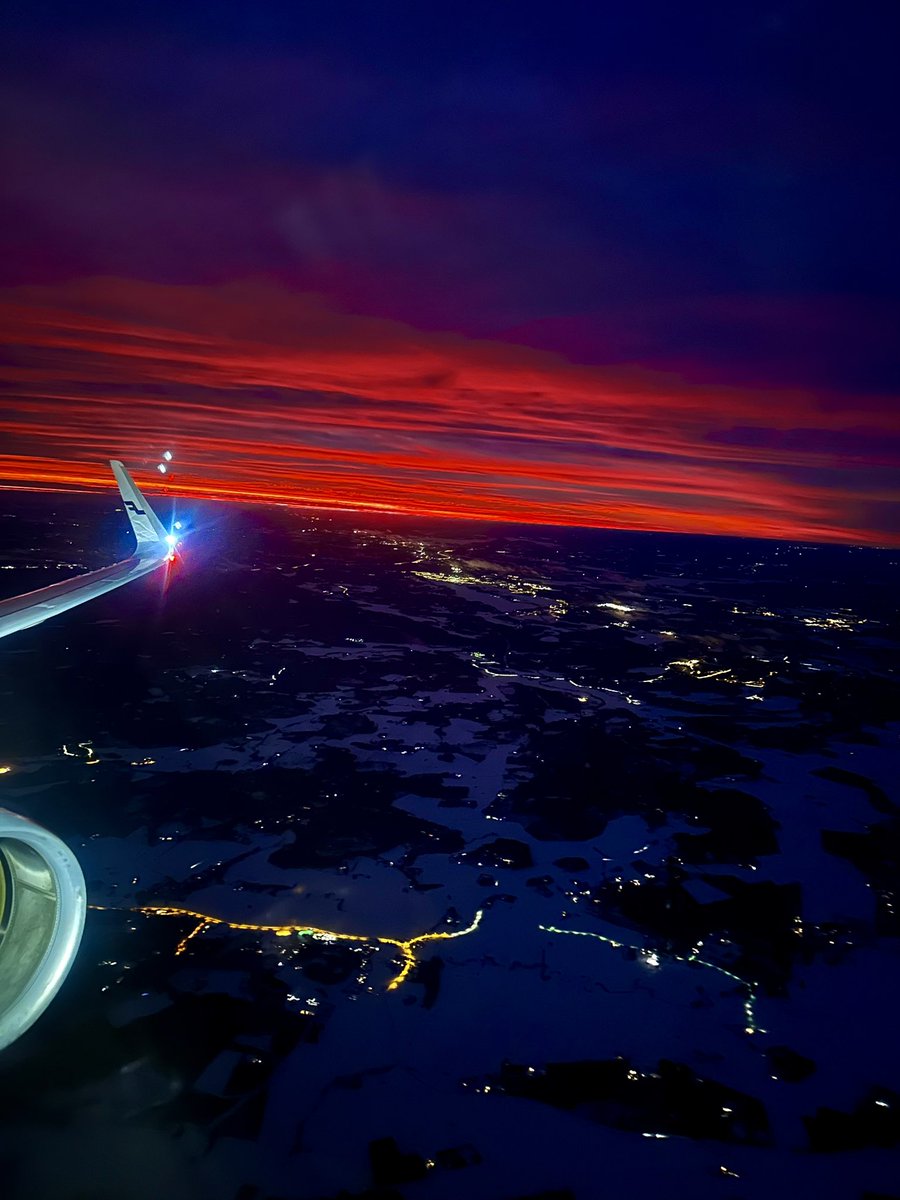 Flew to Lapland this evening and got to see this stunning sunset.