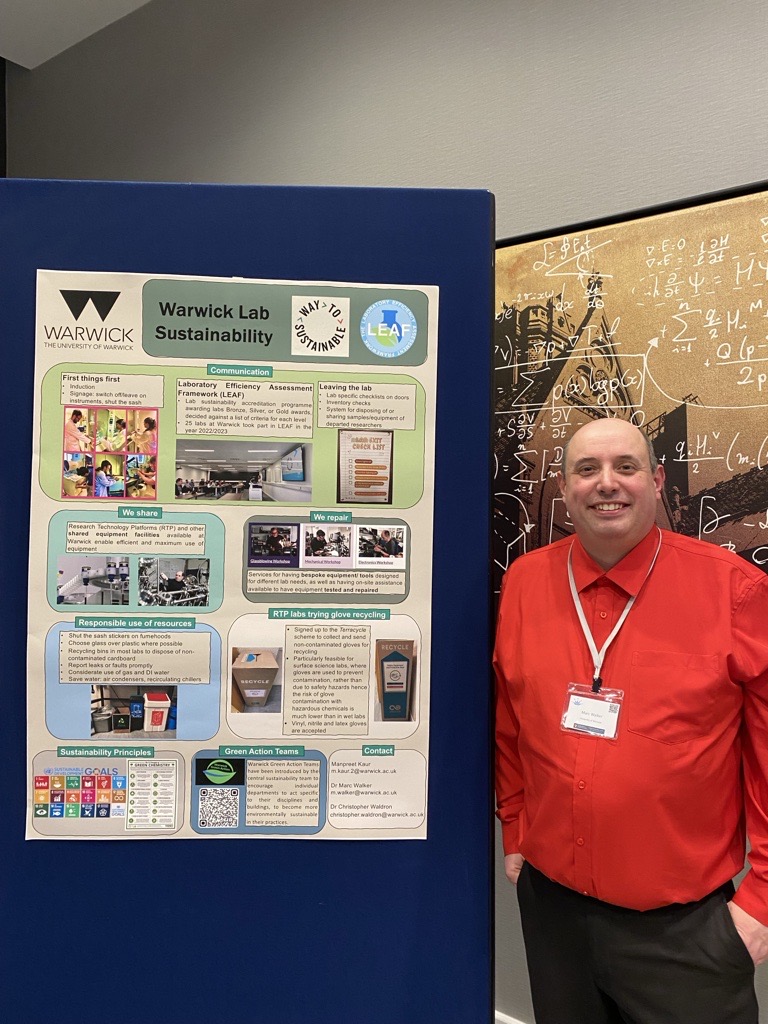 WarwickXPS's tweet photo. Thanks to @KaurChemist for putting together our poster on sustainability in labs presented at @UKSAF1! https://t.co/1nNsyQTsFf