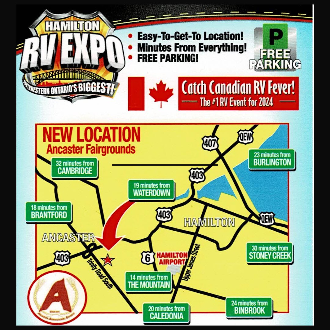 rustonrv's tweet photo. #DYK ~ The 2024 Hamilton RV Expo is rolling into the Ancaster Fairgrounds from January 19th to 21st!?! @HamiltonRVExpo

📍 Ancaster Fairgrounds, 630 Trinity Rd S, Jerseyville, ON L0R 1R0
📌Mark your calendars and join us for a weekend of all things RV!

https://t.co/rp32550fUe https://t.co/v8Xz7SFRnA