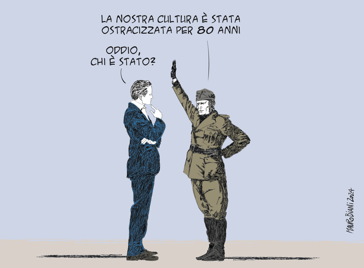 nonsonpago1's tweet photo. .@maurobiani
#fascismo #fascisti #afascisti #Italia #gnègnè #Costituzione
Cultura dell'italica destra.
Oggi su @repubblica
#Biani !
#blobH #blob @BlobRai3 https://t.co/dNl71NjlR9