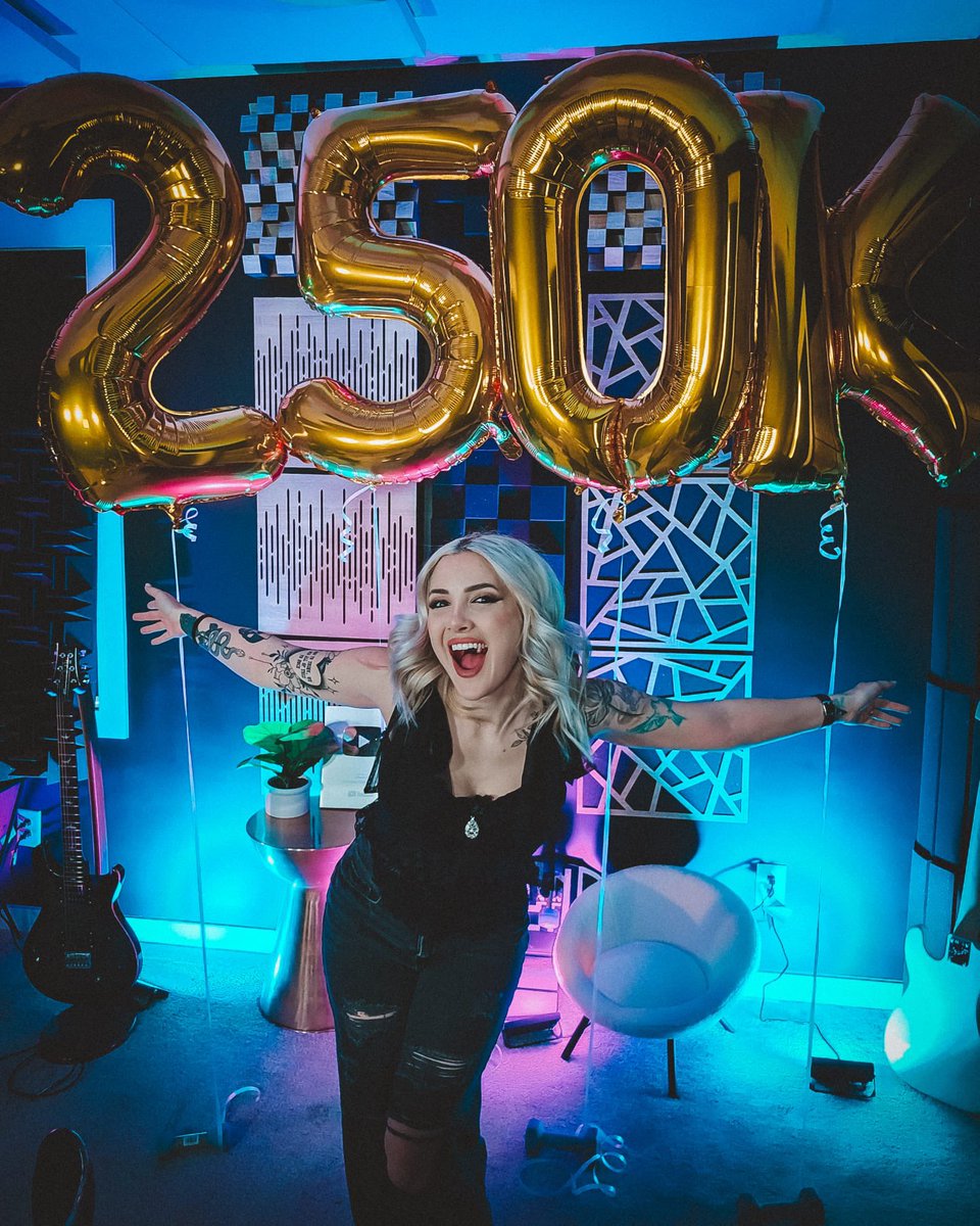 Halocene's tweet photo. Thank you for 250k followers on Instagram! Brad's not in the photo cause he was up til 5am working on the new album, but he says thanks too. 💀 Also, no one talks about how hard it is to get these balloons to line up. Thanks to my hand weights for holding it down 💪 (literally) https://t.co/nOMc1I4qwU