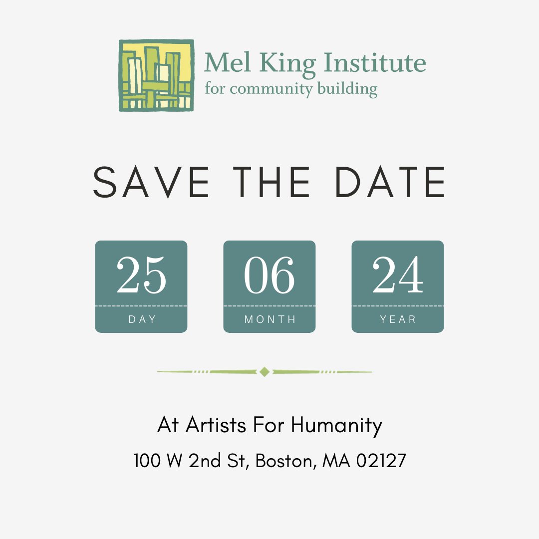 SAVE THE DATE for the Mel King Institute 15th Annual Breakfast! Join us as we celebrate the 15th year of learning, innovating, and networking across the Massachusetts community development field. #MelKingInstitute #CommunityDevelopment #MKI15thBreakfast