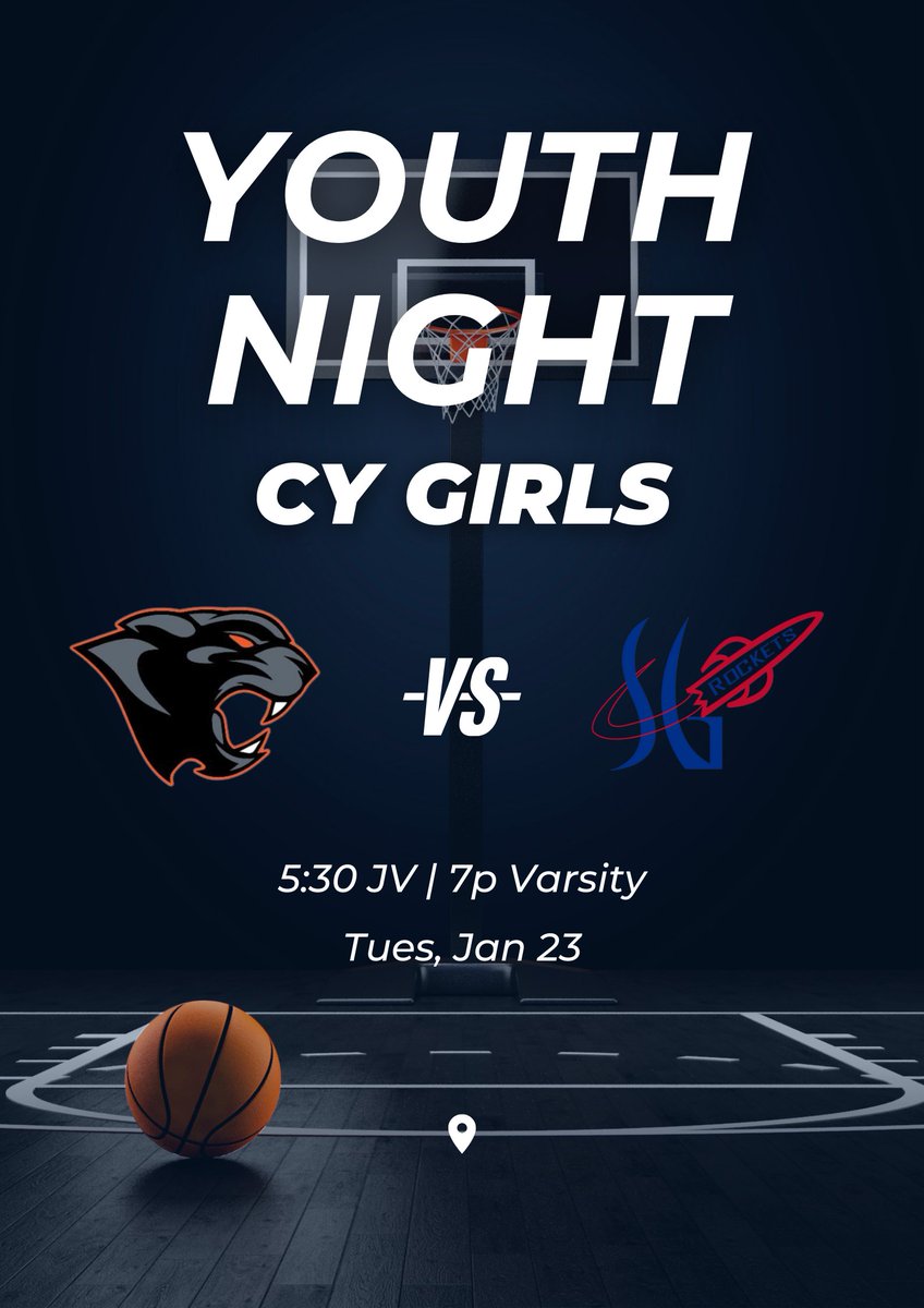 CYBOBasketball's tweet photo. CYBO x CYHS Youth Night 2024!  

Join us Tuesday, Jan 23 &amp; Thursday, Feb 1 for Youth Night at CYHS!  

Players wear your jersey for free student admission. 

Be Loud, Be Proud, Roll CY! https://t.co/D7anSbAvr1