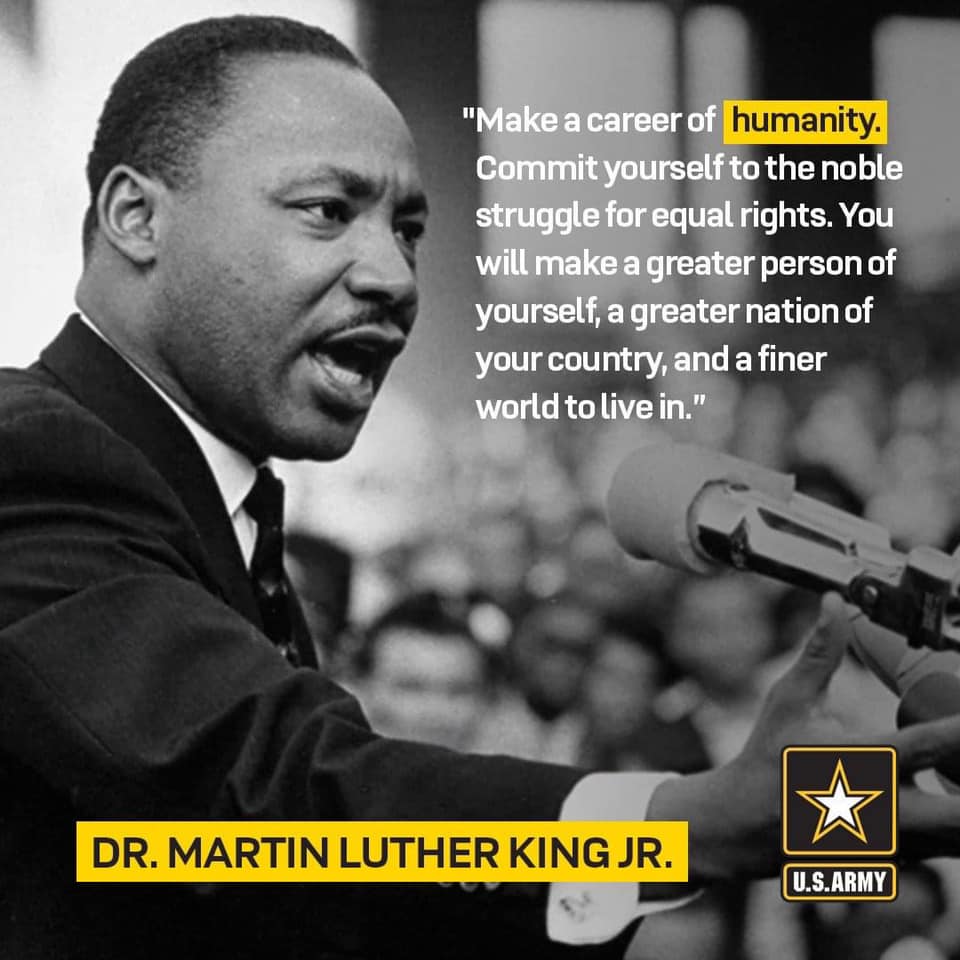 POMgarrison's tweet photo. Martin Luther King, Jr. Day is designated as a national day of service. The theme of the day, “A Day On, Not a Day Off,” encourages individuals to dedicate the day to community service in remembrance of Dr. King’s remarkable legacy.
#mlk #martinlutherkingjr #mlkday https://t.co/c2Wi0yWFot
