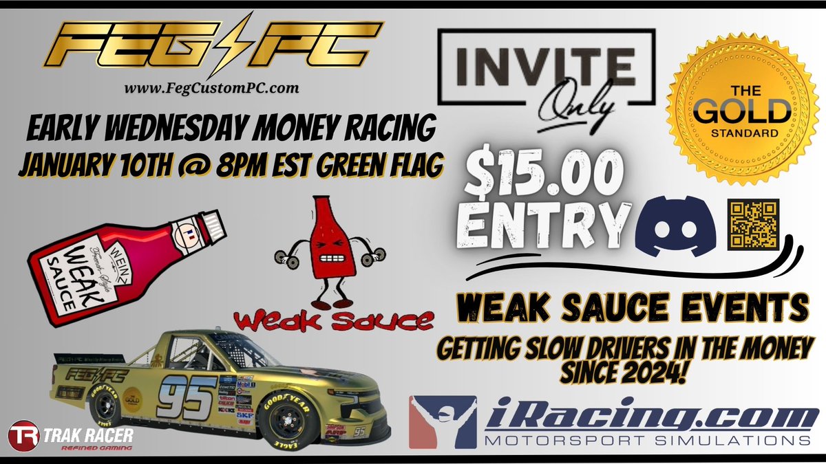 Feg_PC's tweet photo. Wednesday Night Money Racing
Amazing Night Full Of Racing
--TRIPLE HEADER TONIGHT--

Race Registration in our Discord -- Link Below

-------------------------
JOIN OUR COMMUNITY OF OVER 1,400 MONEY RACING MEMBERS TODAY!  FREE!
https://t.co/jH3tK3yI1l https://t.co/qK3fIejqtf