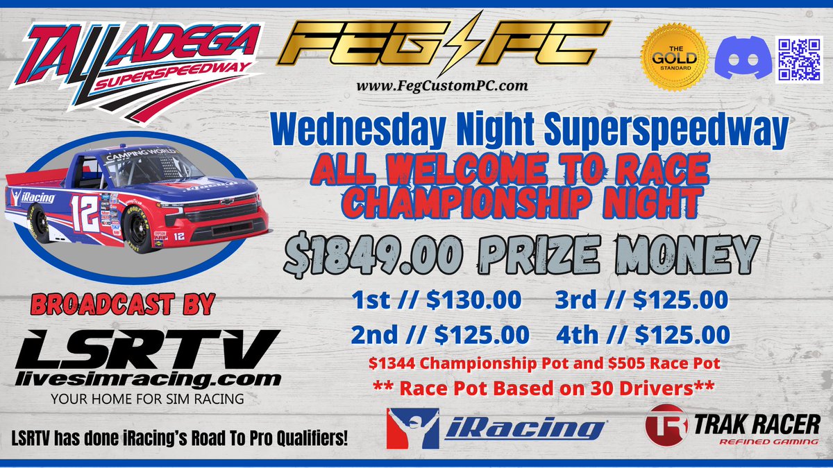 Feg_PC's tweet photo. Wednesday Night Money Racing
Amazing Night Full Of Racing
--TRIPLE HEADER TONIGHT--

Race Registration in our Discord -- Link Below

-------------------------
JOIN OUR COMMUNITY OF OVER 1,400 MONEY RACING MEMBERS TODAY!  FREE!
https://t.co/jH3tK3yI1l https://t.co/qK3fIejqtf