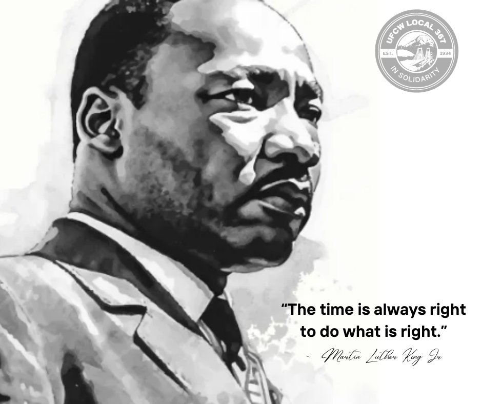UFCW367's tweet photo. "Silence in the face of injustice is complicity.” Today, let's echo Dr. King's powerful voice and make our own waves of change.
#MLKDay #IHaveADreamSpeech #freedom #MartinLutherKingJrDay #ufcw367members #UFCW367 #southsoundrising https://t.co/r41TCppA4B
