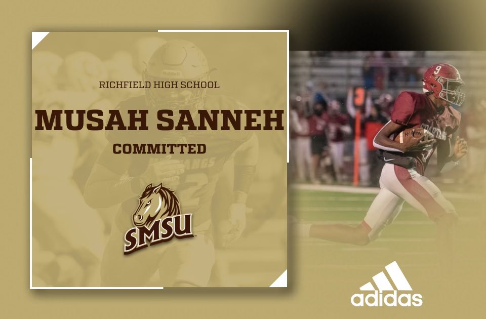 MusaSan97's tweet photo. Excited to announce my commitment to continue my academic and football career at @SMSUfootball 🐴@Coach_Charles89 @richfieldfbmn @HighRichfield https://t.co/myMp41tNNU