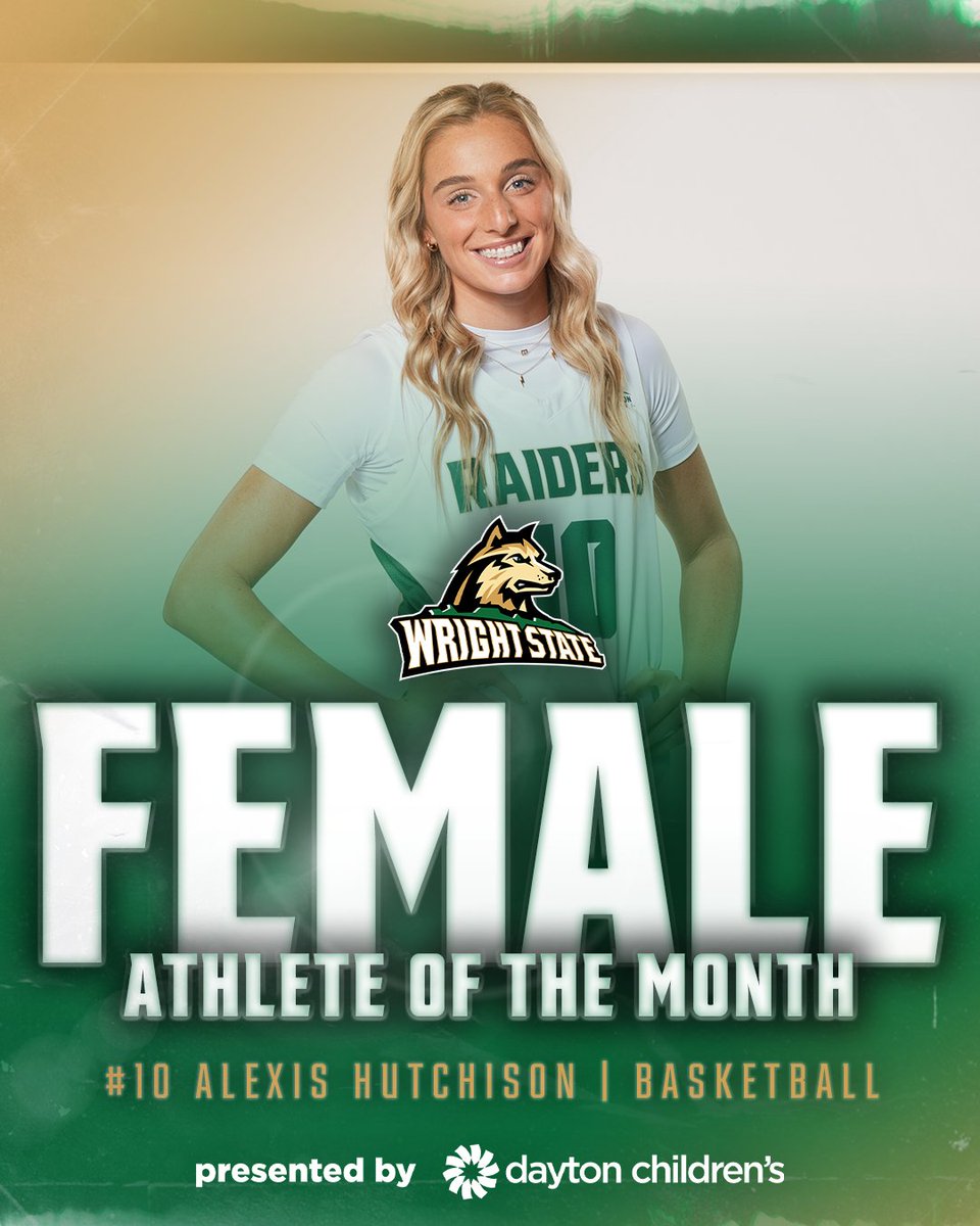 Congratulations to Alexis Hutchison of @WSUWBasketball on being named Wright State’s December Female Athlete of the Month, presented by Dayton Children’s Hospital's The Center for the Female Athlete. 📝: bit.ly/3Hetkhb #RaiderUP | #RaiderFamily