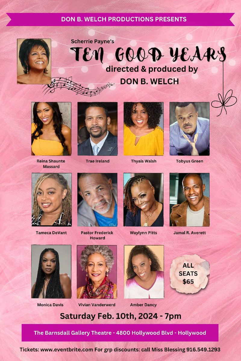 FormerSupremes's tweet photo. #TenGoodYears by #ScherriePayne formerly of #TheSupremes Directed/Produced by #DonaldWelch at the #BarnsdallGalleryTheater in #Hollywood CA. Tickets https://t.co/1pRugR3m9B former #Motown #Supreme https://t.co/46tIAhNOJ9