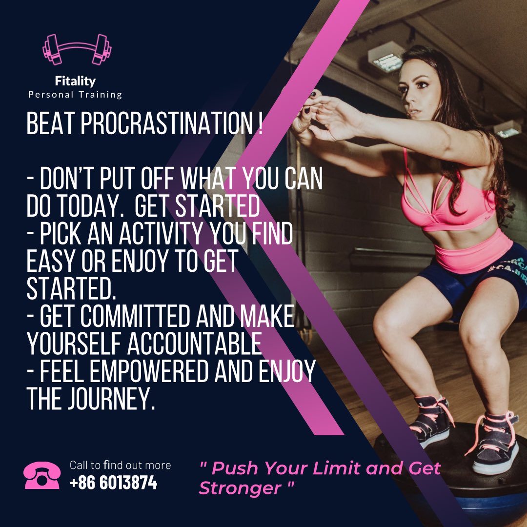 AliFitality's tweet photo. Beat Procrastination &amp; find your fitness mojo https://t.co/g5Hewe1NGp