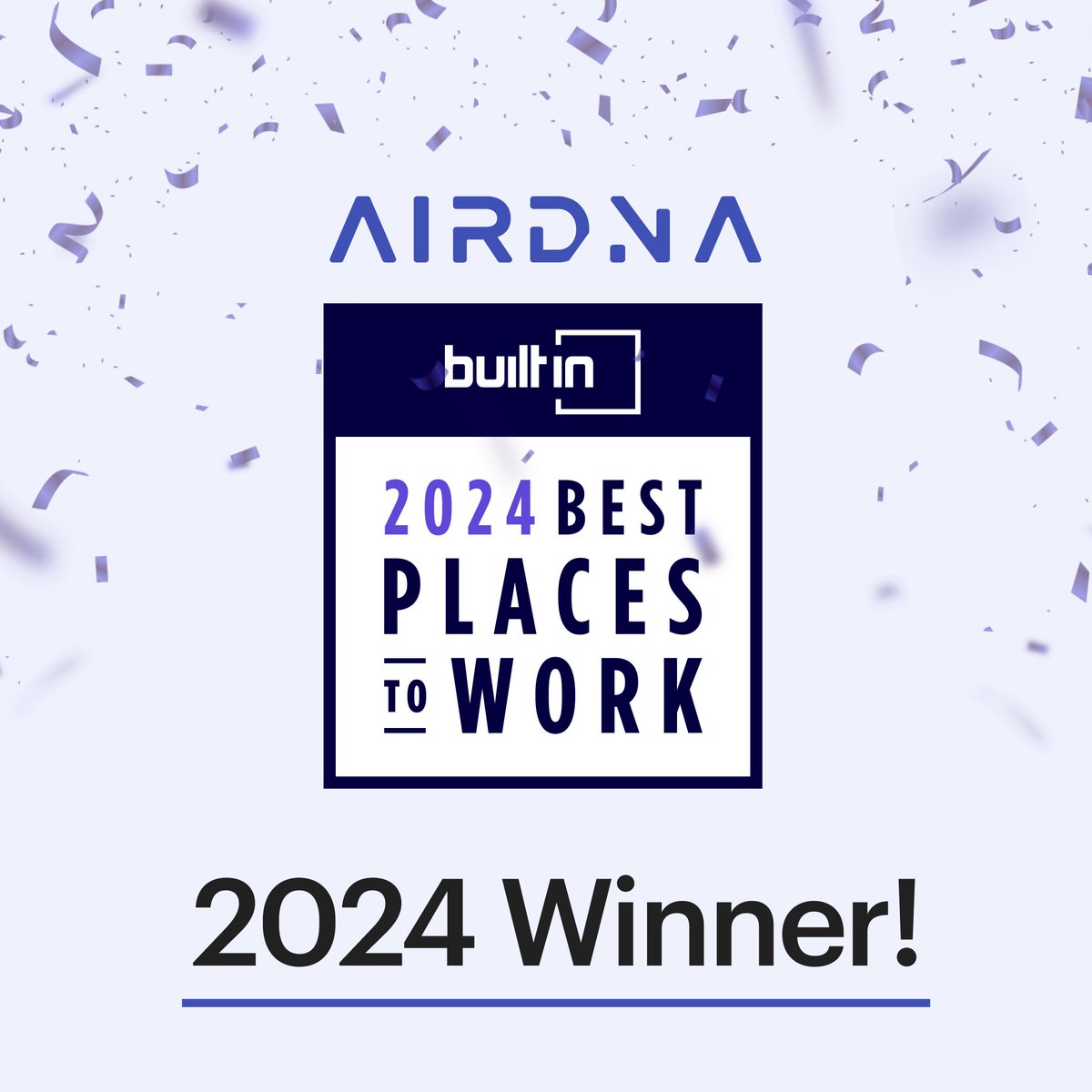 AirDNA has been recognized as one of @builtin's Best Midsize Places to Work in the U.S. for 2024. We're so proud of #TeamAirDNA for this incredible honor! #BPTW2024