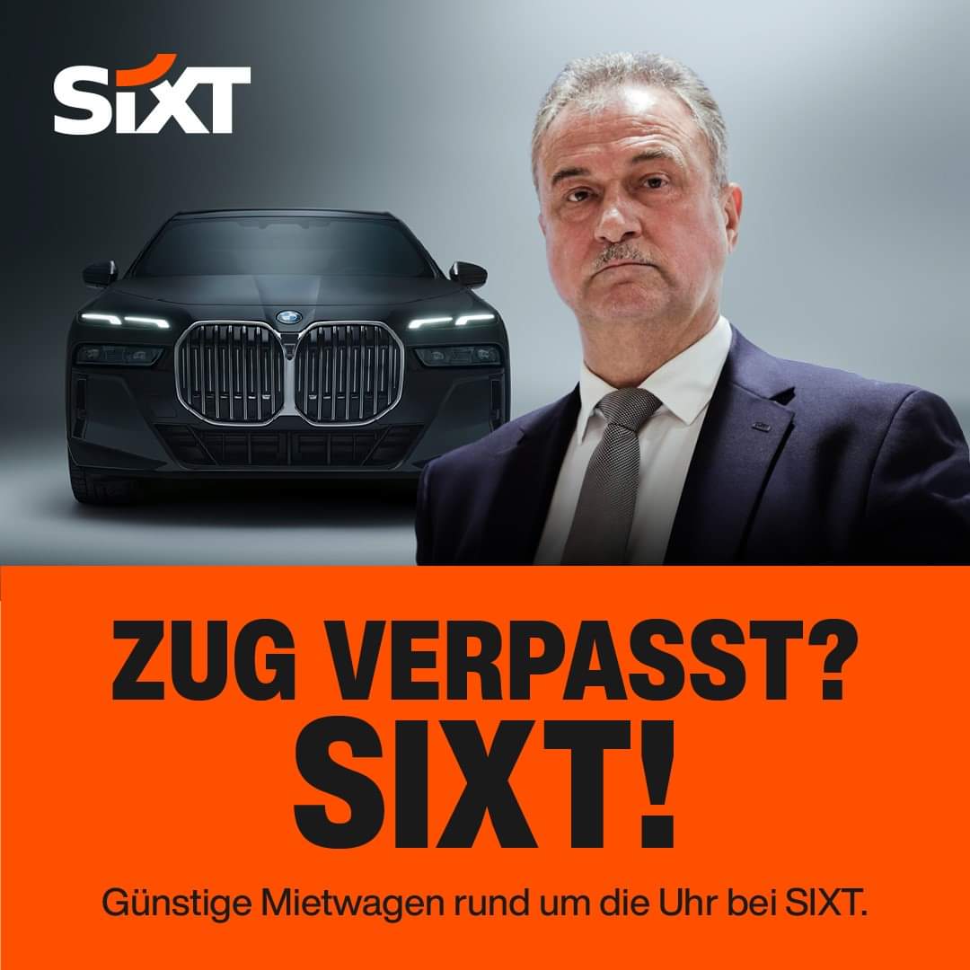 Weselsky: 'Der letzte Zug ist weg.' Wenn selbst der Gewerkschaftsboss jetzt Auto fahren muss, dann am besten mit einem von SIXT. 😉  #gdl #deutschebahn #bahnstreik #SIXTDE #SIXTrent