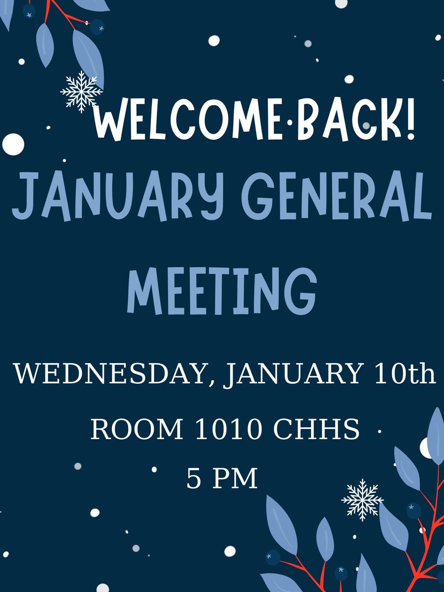 NSSLHAatWMU's tweet image. Welcome back broncos! Our January general meeting is today at 5pm in room 1010.☃️💙