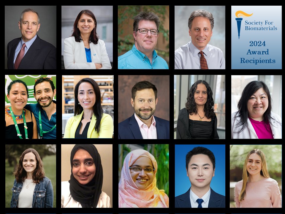 SFBiomaterials's tweet image. 🌟Exciting News!🌟 Announcing the 2024 Society For Biomaterials Award Recipients! 🏆
Join us in celebrating excellence & achievement as we proudly unveil the outstanding individuals who have left an indelible mark on our Society. 🎉👏🎉bit.ly/3tJVuOb