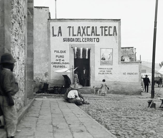 “Al pulque solo le falta un grado para ser carne”, dicho común para referirse a las diferentes propiedades que tiene este fermento del agua miel procedente del maguey. Afortunada imagen de 1920 donde se aprecia la pulquería La Tlaxcalteca ubicada en los alrededores del Tepeyac. Y