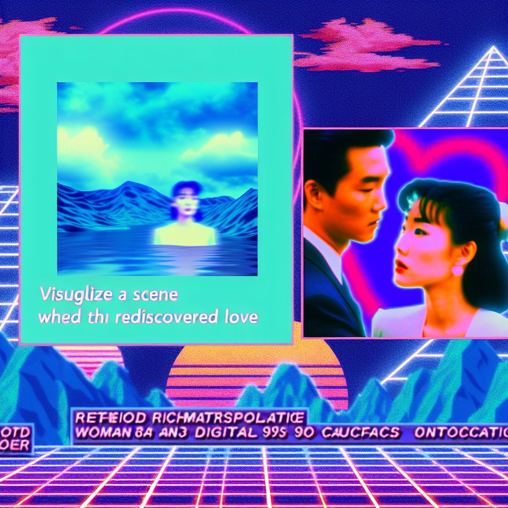 tunebotic's tweet image. She Made Him Love Again [prompt: she made him love again in the style of a vaporwave image]

#HumanAgain by #JorjaChalmers