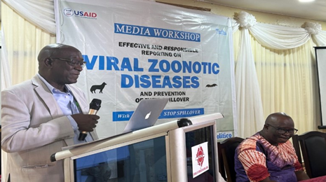 STOPSpillover's tweet photo. Journalists play a major role in shaping people’s understanding of an outbreak.

Three capacity strengthening grants were awarded by @STOPSpillover in Sierra Leone, Cote d’Ivoire &amp; Bangladesh, &amp; over 120 journalists trained on accurate coverage of zoonotic diseases. 

#OneHealth https://t.co/moesF4563X