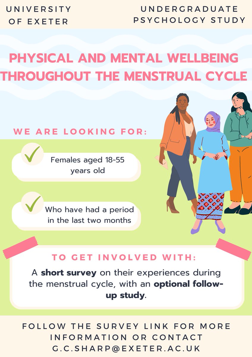 Aged 18-55? Had a period in the past 2 months? Please help with this student survey that aims to understand more about how people experience the menstrual cycle and perimenopause, and whether exercise (particularly open water swimming) can help. Thanks! exe.qualtrics.com/jfe/form/SV_8J…