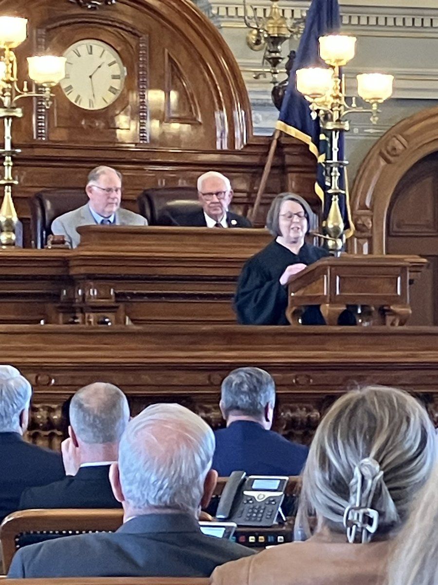 RepBillSutton's tweet image. 2024 State of the State. Chief Justice Luckert kicks it off immediately with cybersecurity. Entirely appropriate, but her honest, direct approach is a pleasant surprise.
