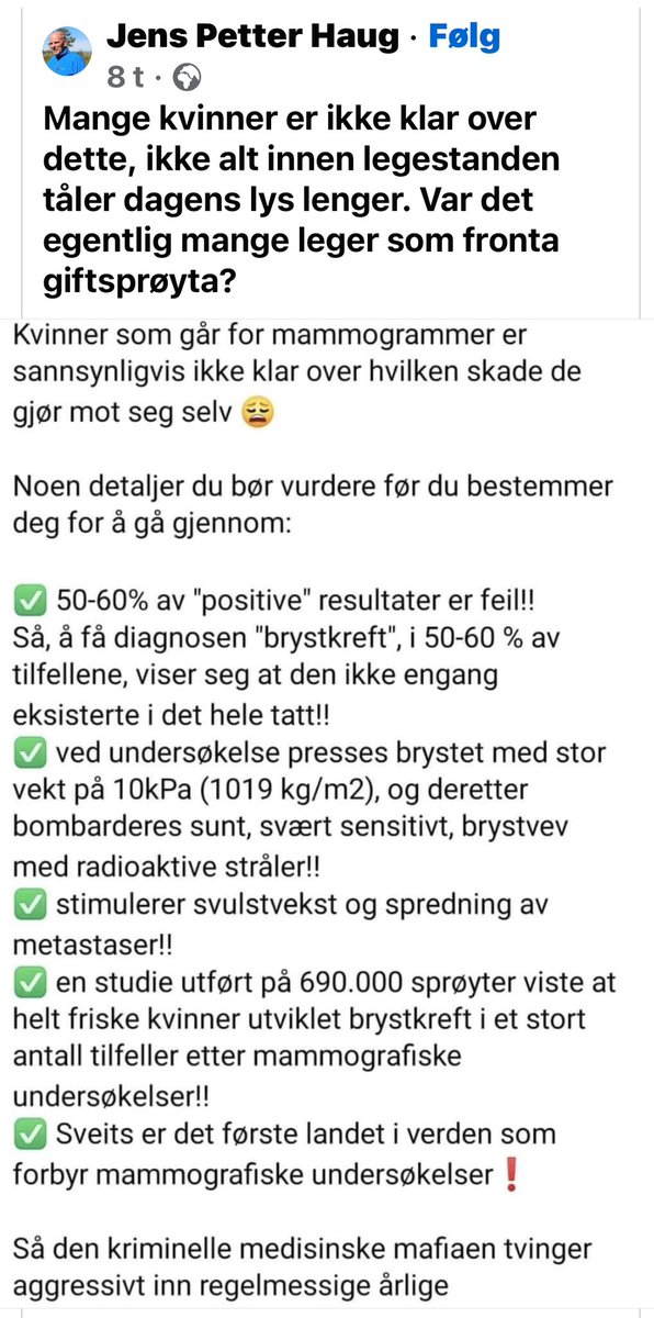 Ting som norske antivaksere sier tweet media