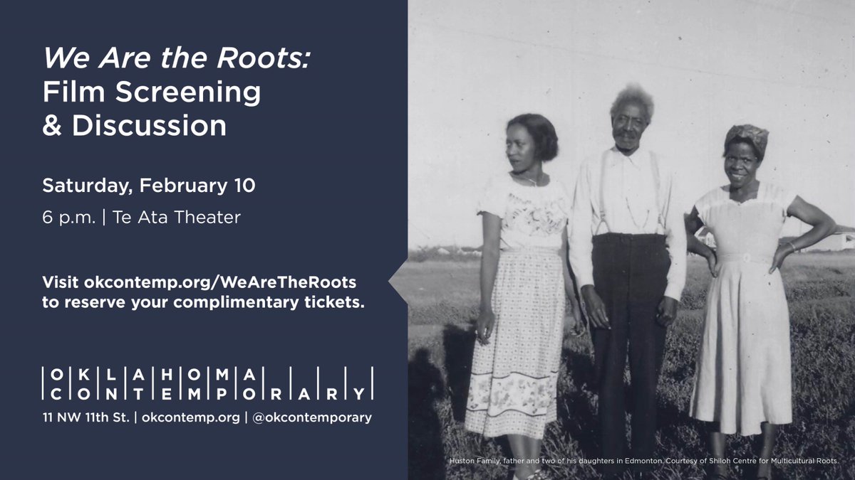 "We are the Roots" Free Event February 10th
Dr. Kalenda Eaton will facilitate the discussion after the screening.
oklahomacontemporary.org/learn/public-p…