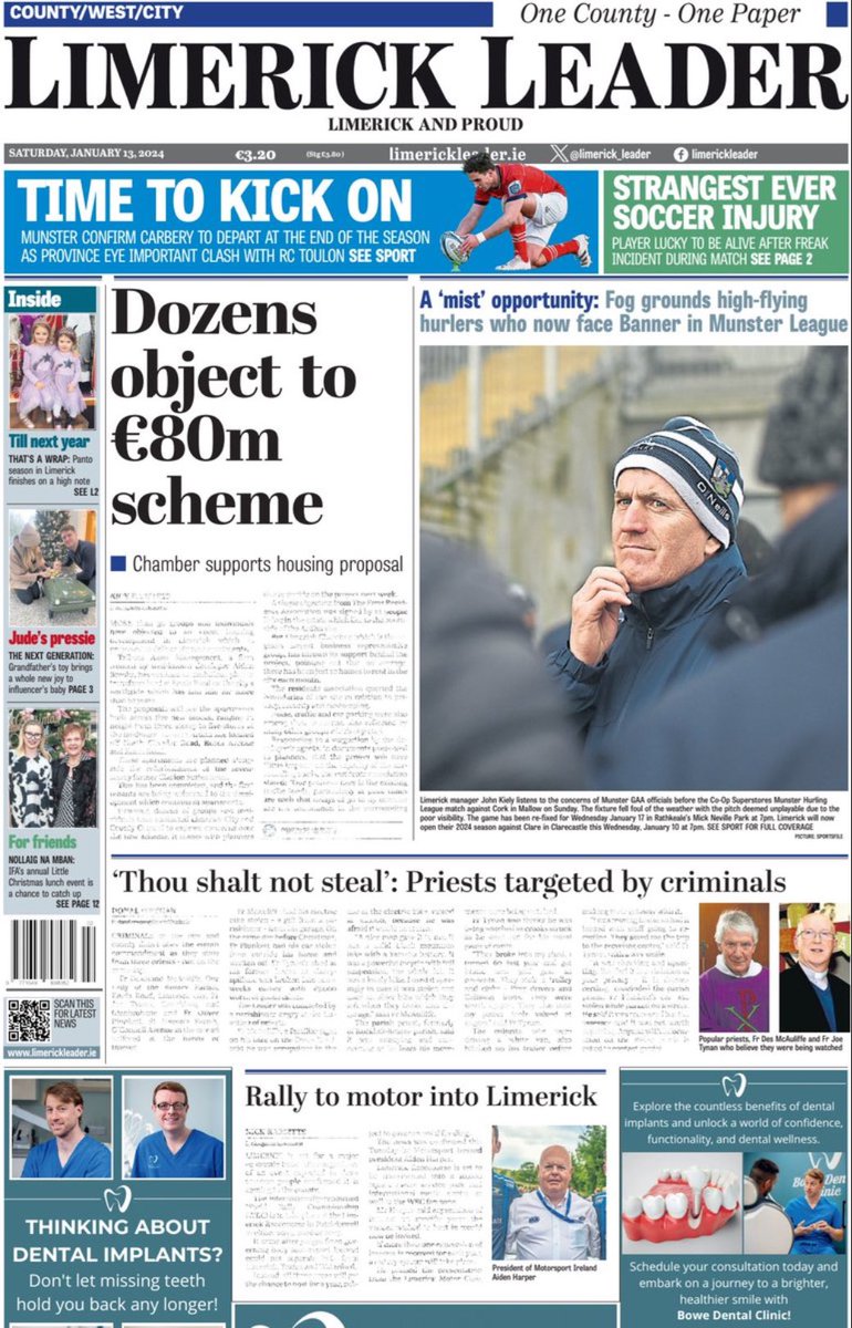 sentinelcurrent's tweet photo. Introducing #TomorrowsPapersToday from:
#LimerickLeader
Dozens object to €80m scheme
For a comprehensive collection of newspapers, explore: https://t.co/NNc1XQqHEw
Don't forget to support journalism – #buyanewspaper or #buyapaper for the latest updates! https://t.co/zpMTsRaIRi