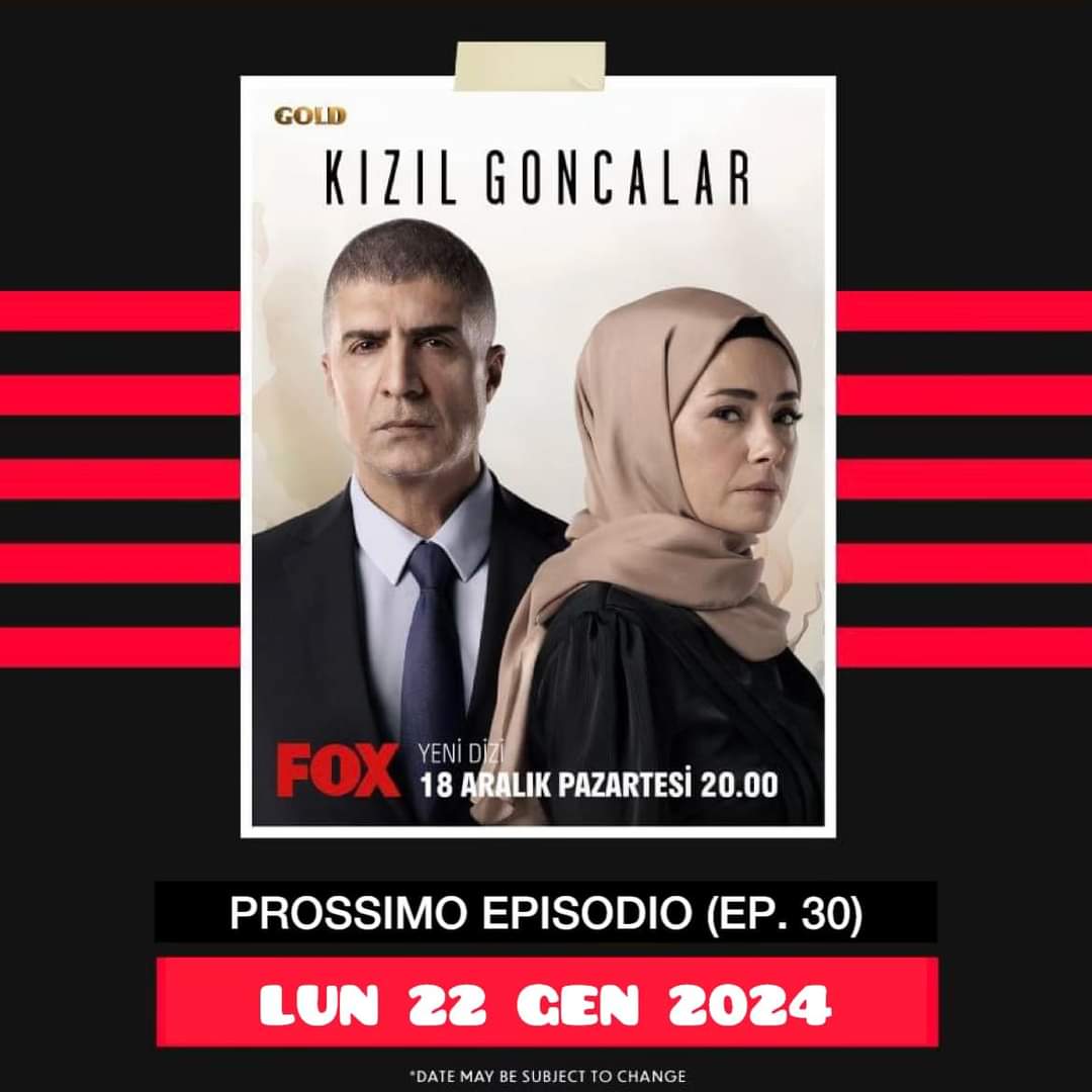 La serie KIZIL GONCALR, trasmessa su FOX, ha ricevuto un divieto di trasmissione da RTÜK (agenzia statale turca per il monitoraggio, la regolamentazione e il sanzionamento delle trasmissioni radiofoniche e televisive) e non andrà in onda per almeno 2 settimane.