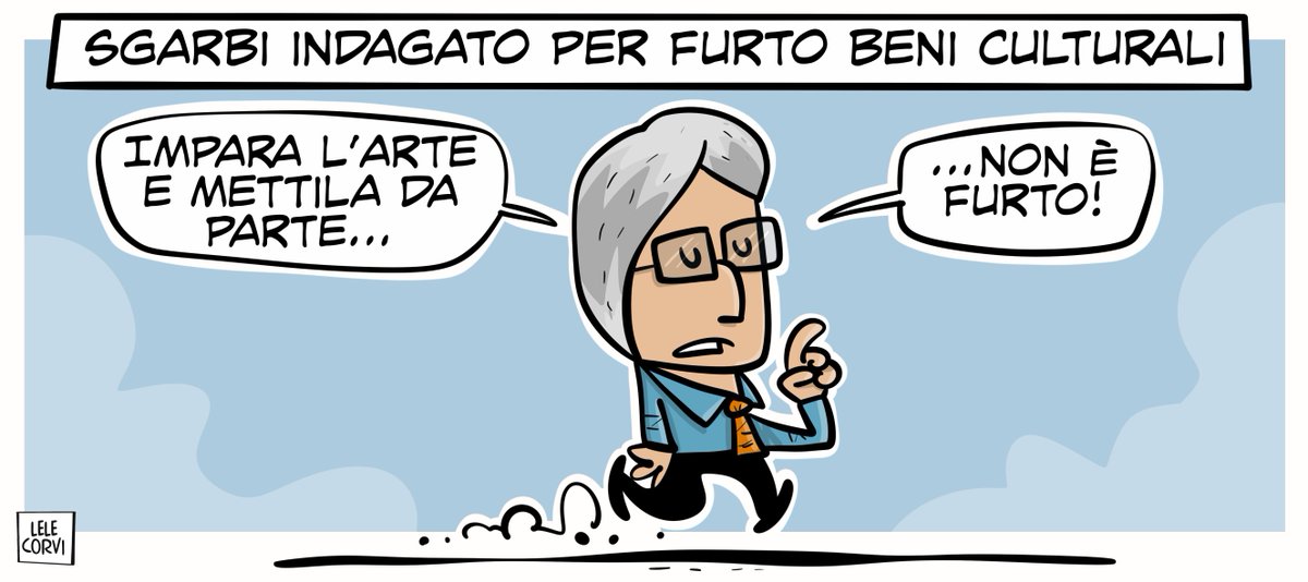 Beni, ma non benissimo.
Per Il Cittadino
✉️ per vignette, contattami
#Sgarbi #BeniCulturali #Quadro #Furto #Indagato
#lelecorvi #satira
