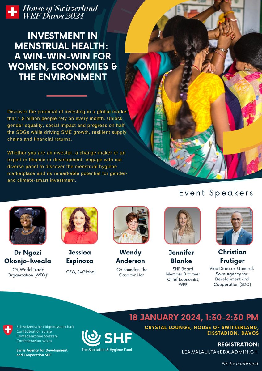 Supplies Coalition (@rh_supplies) on Twitter photo Investing in #menstrualhealth markets pays off big & we're thrilled to have it on the agenda during discussions at #WEF2024. 🌐
RHSC is excited to join <a href="/SHFund__/">The Sanitation & Hygiene Fund</a> and <a href="/SwissDevCoop/">Swiss Development and Cooperation</a> on Jan 18th to explore the potential of the menstrual health marketplace 👩💼🌍
#ItsAboutSupplies Investing in #menstrualhealth markets pays off big & we're thrilled to have it on the agenda during discussions at #WEF2024. 🌐
RHSC is excited to join <a href="/SHFund__/">The Sanitation & Hygiene Fund</a> and <a href="/SwissDevCoop/">Swiss Development and Cooperation</a> on Jan 18th to explore the potential of the menstrual health marketplace 👩💼🌍
#ItsAboutSupplies