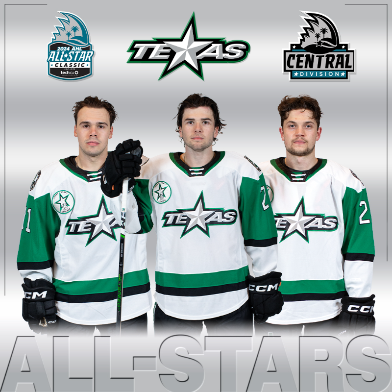 TexasStars's tweet photo. TERRIFIC TEXAS TRIO 💫

Congratulations to Mavrik Bourque, Logan Stankoven and Matej Blumel on being named to the 2024 AHL All-Star Classic! The trio will represent the Central Division alongside Head Coach Neil Graham in San Jose.