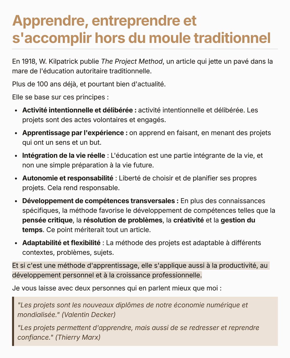 KevinDetem's tweet photo. Avancer par projets permet de rester concentré sur un objectif à la fois (idéal quand tout nous intéresse), mais aussi d'apprendre et de créer ses propres diplômes : https://t.co/JcPuV2sKPx