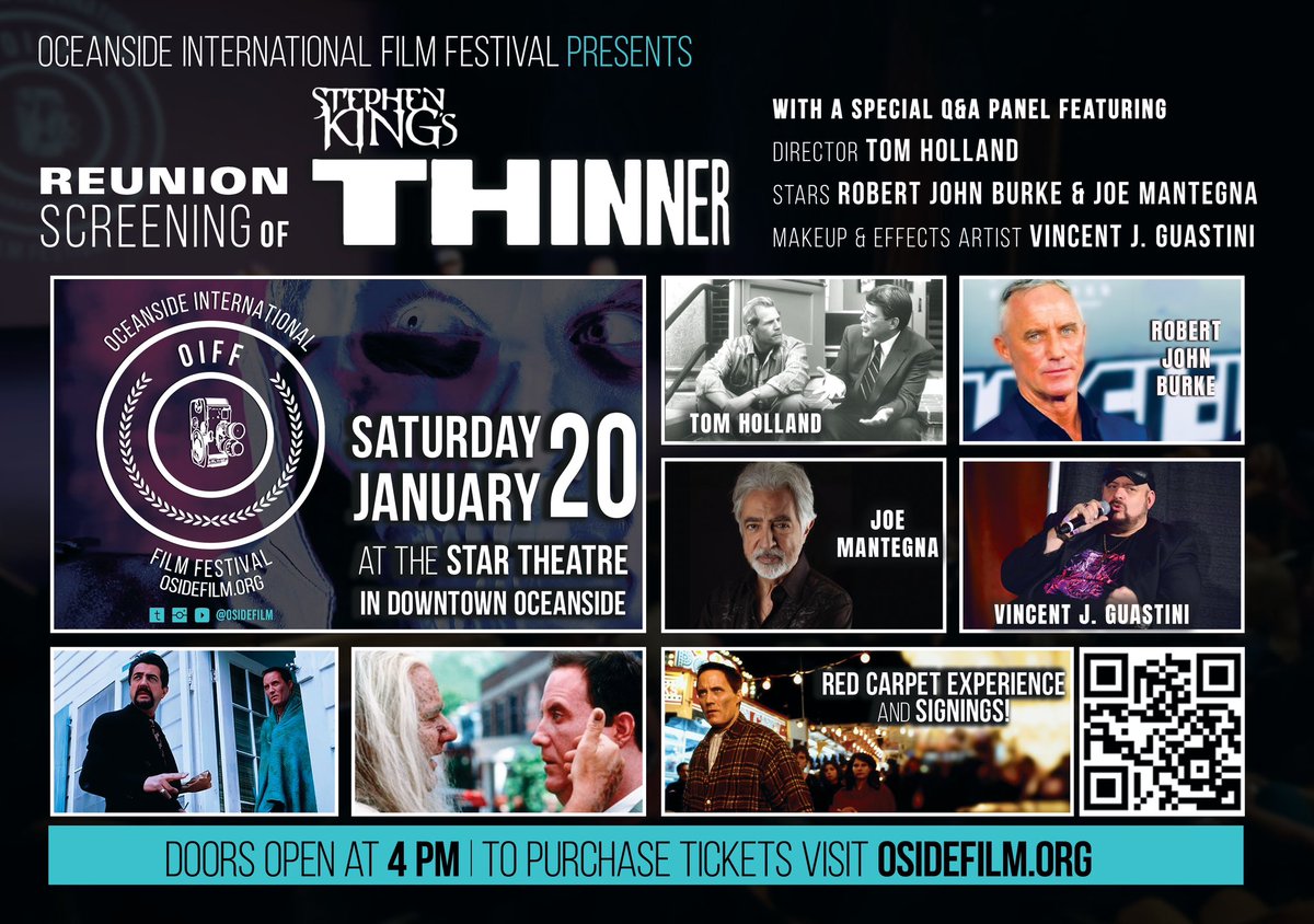 Just 11 Days until our #StephenKing’s THINNER Cast and Crew Reunion! More info &amp; all you need to attend at: osidefilm.org/thinner-reunio… #Thinner #OsideFilm #OIFF2024