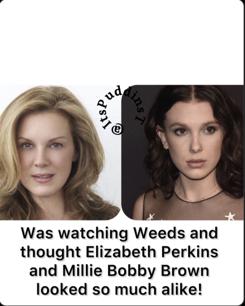 Not sure if the photos does my point justice or not lol but they look alike to me 😅
#celebritylookalikes #elizabethperkins #milliebobbybrown