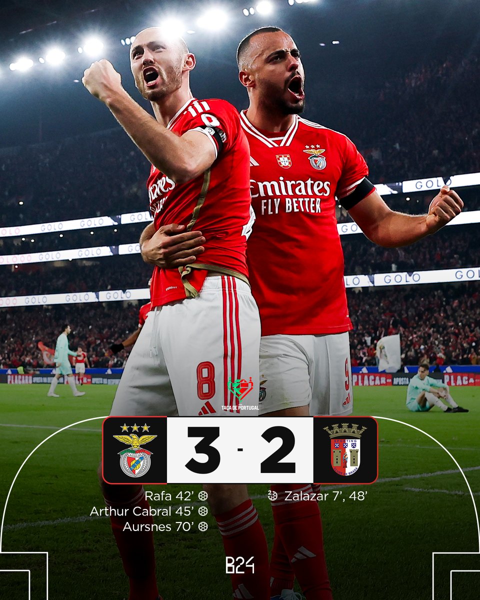 Benfica elimina o Braga e está nos 'quartos' da Taça de Portugal!