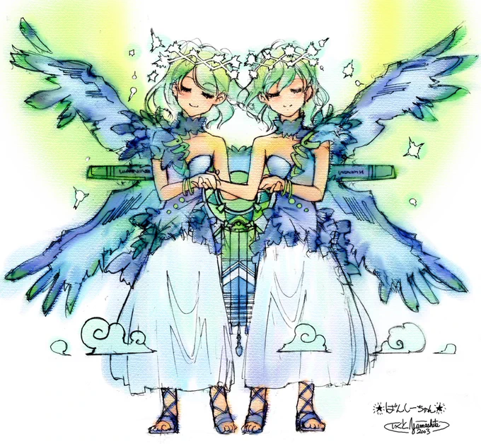 #見た人もなにか無言で羽根付の何かをあげる
