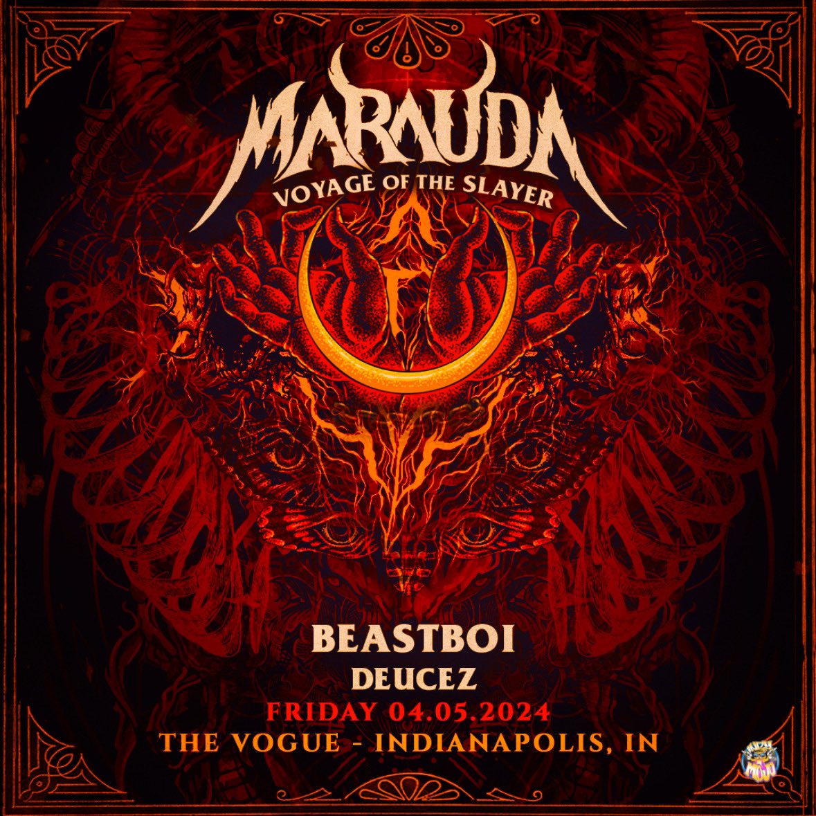 Just announced: 
Friday, April 5th 
<a href="/maraudamusic/">MARAUDA</a> is coming to <a href="/TheVogue/">The Vogue Theatre</a> with <a href="/beastboisucks/">🦇 beastboi.🦇</a> &amp; <a href="/DeuceZ/">@DeuceZ HEAVENLY EARTH ✌🏾✨🕊 #LoveONLY</a> 

Tickets on sale Friday at 10am!