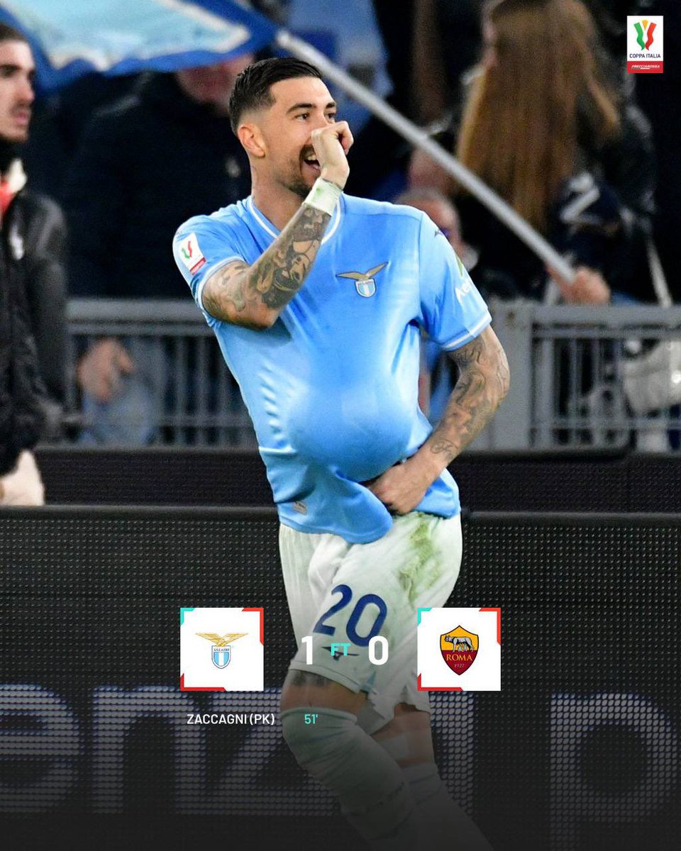 🚨⚽️ Lazio on the Sarri’s 65th birthday beat Roma (1:0) and reached the Coppa Italia semi-finals 🙌🏆

❌ Sent off: Pedro 90’+6 - Mourinho 84’, Azmun 90’+10, Mancini 90’+11

#Football