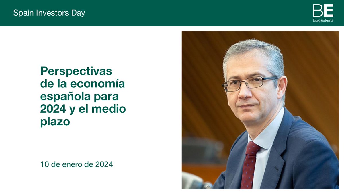 Está disponible en nuestra web la intervención del gobernador #bdeHdeCos en la XIV edición del #SpainInvestorsDay sobre las perspectivas de la #economíaespañola para 2024 y el medio plazo 👉 bde.es/wbe/es/noticia…  <a href="/EstComunicacion/">Estudio de Comunicación</a> #bdeDiscursos