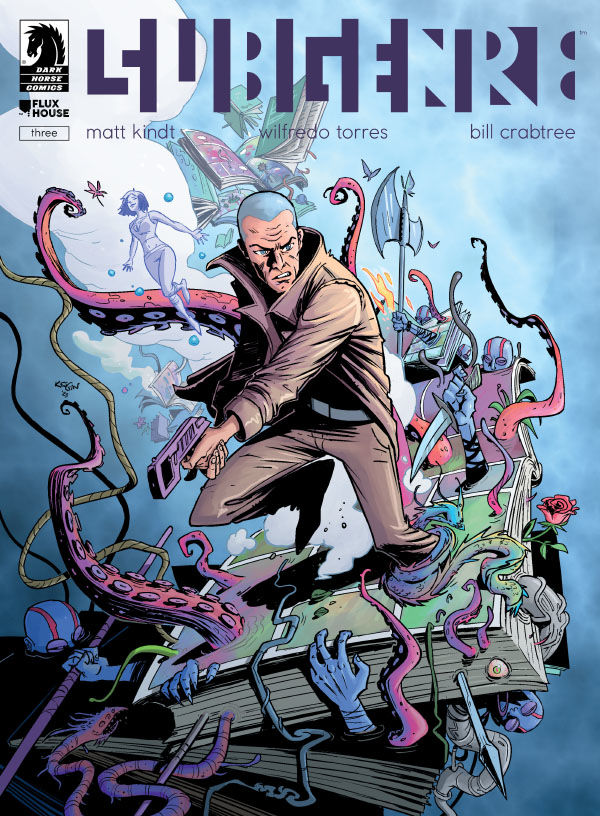 Will our hero discover his original world, his true reality? The dimension hopping continues in Subgenre #3, new this week! More: bit.ly/48kbg1i Magazine-sized issues by @mattkindt @mightyfineline and Bill Crabtree. Variant cover, shown, by @sumeyyekesgin1.