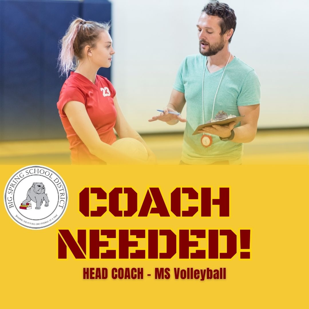 📢 Calling all volleyball coaches! Big Spring School District has an exciting opportunity for you! We're on the lookout for a passionate individual to fill the head coach position for MS volleyball!

For more details, visit tinyurl.com/bdhzyke7 🌟

#BSSDproud