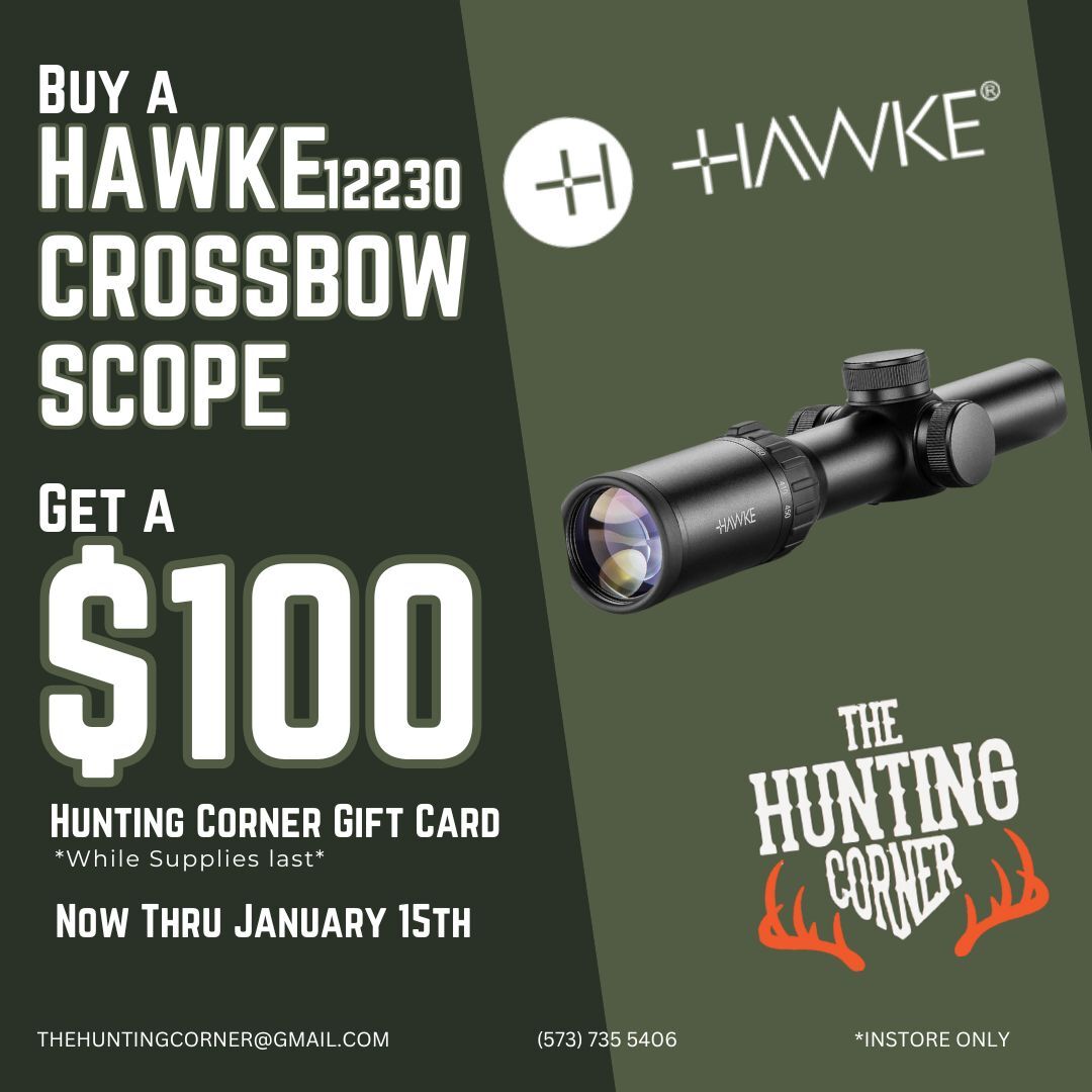 HuntingCornerMO's tweet photo. The clearest, brightest, strongest crossbow scopes on the market...
Hawke didn't invent crossbow scopes. We perfected them. With 6 different scopes and 6 different reticles that each account for holdovers, windage, and velocity, our XB30 Crossbow Scopes will give you... https://t.co/u0NBCeTaGt