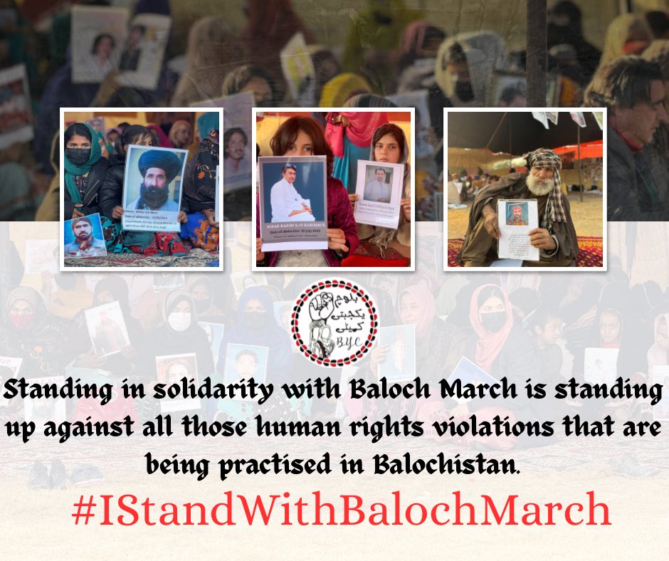 Calling for an end to the violence and oppression faced by the Baloch community. Together, we can make a difference. 
#IStandWithBalochMarch"