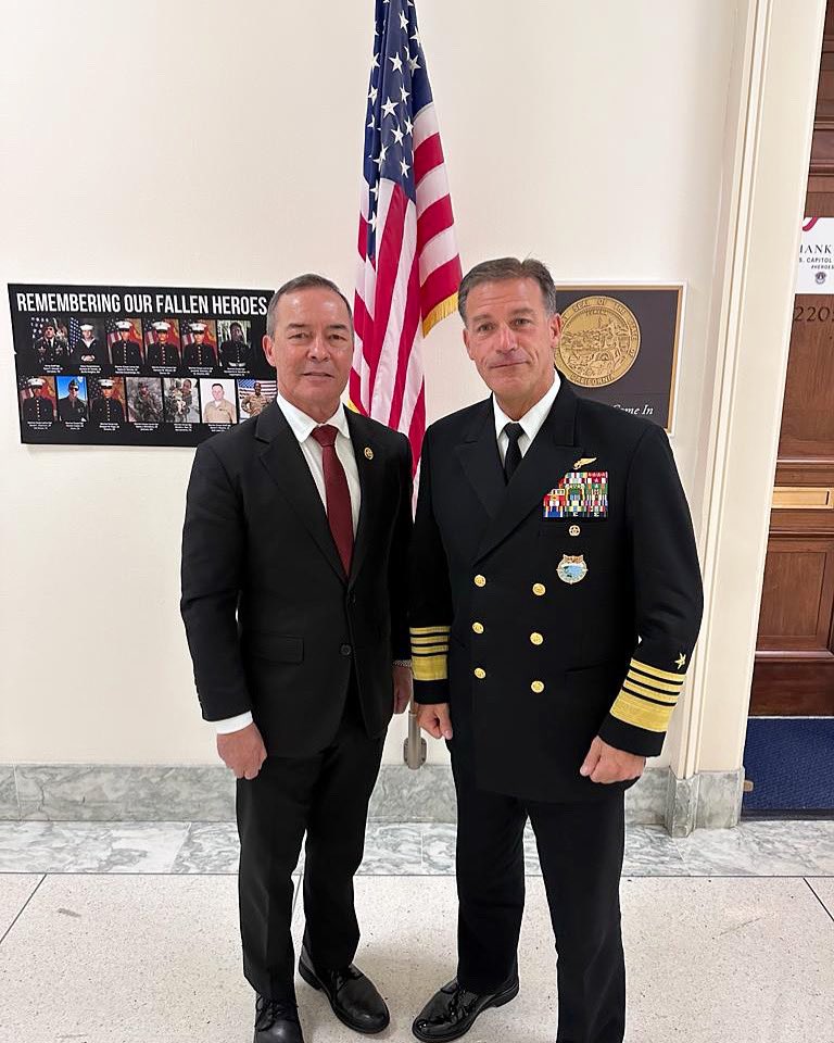 Great to meet with Admiral John Aquilino to discuss strategy on keeping the pacific region safe and secure.
