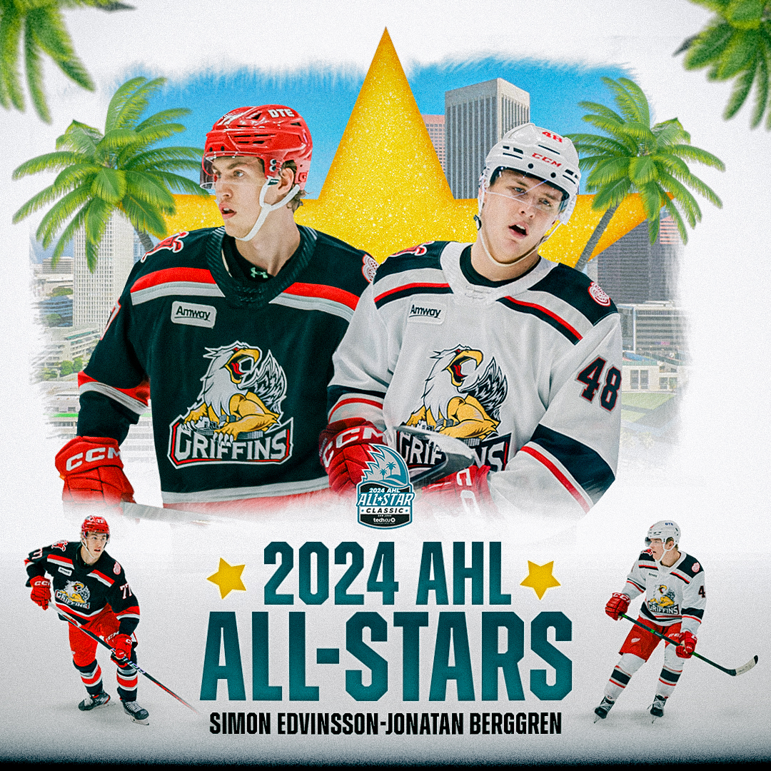 Grand Rapids Griffins on X: Congrats to Jonatan Berggren & Simon Edvinsson  on being selected as All-Stars for the 2024 AHL All-Star Classic presented  by Tech CU #AHLAllStar #GoGRG DETAILS >>