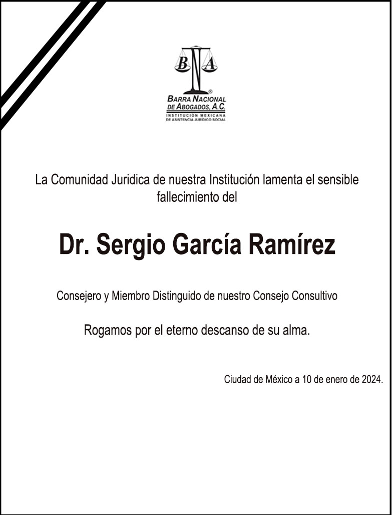 Lamentamos el fallecimiento del Dr. Sergio García Ramírez. Nuestras más sinceras condolencias a sus familiares y amigos. Descanse en paz.