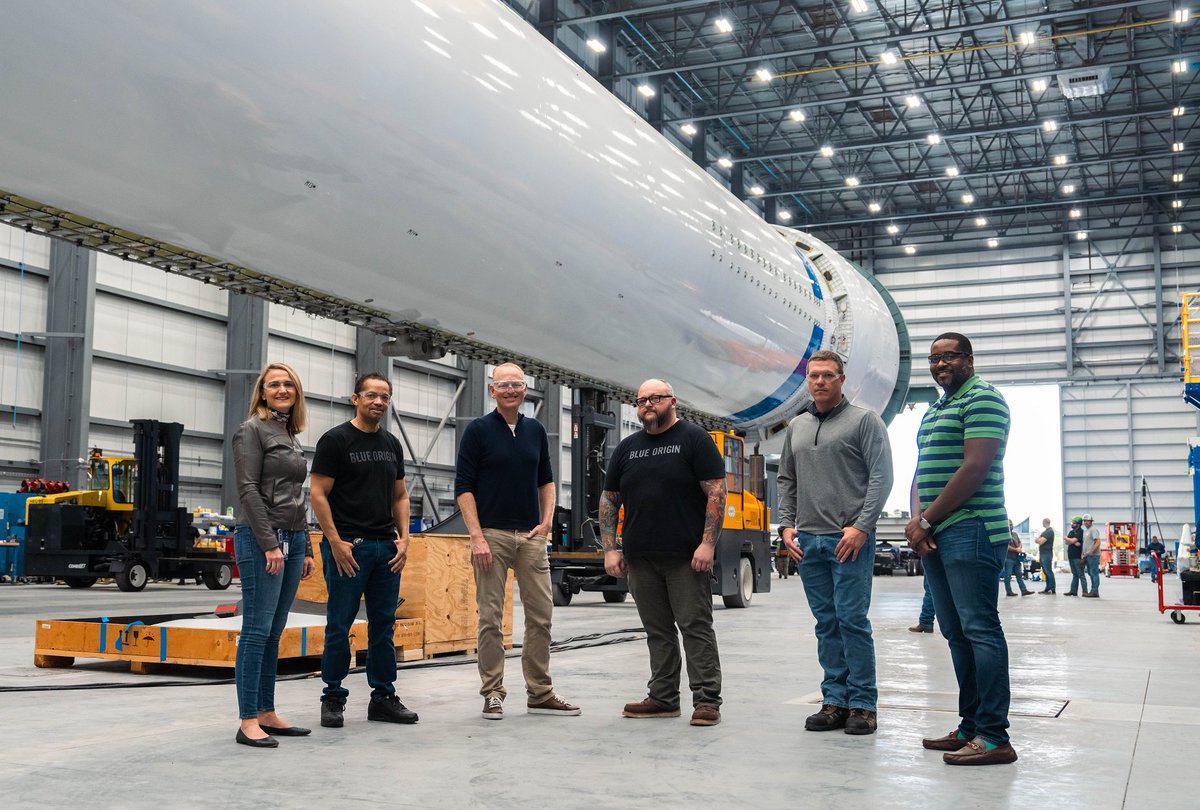 blueorigin's tweet photo. New Glenn’s first stage on the move today – from our factory to Launch Complex 36. https://t.co/qN0knWIcnc