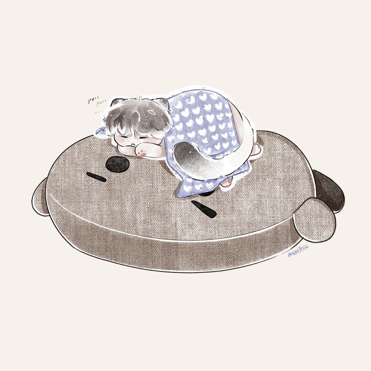 Baby #Yoobi’s sleeping on his fav shooky pillow
#btsfanart #yoongi #suga