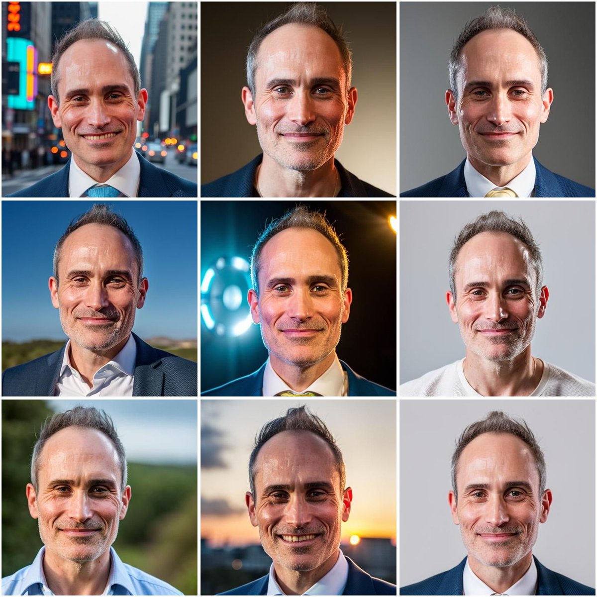 shaunph's tweet photo. This is mad, a selection of AI generated profile shots of me out of 300 created, for under £40! 
If I hadn't said they were AI would you know?! https://t.co/pn76r65Pq3 #sectalabs #aiheadshots #ai https://t.co/ng0fGLBs6V