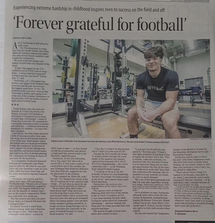 Grateful to be in the Winnipeg free press!